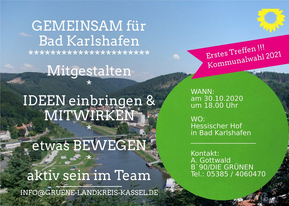Flyer für das erste Treffen der Grünen in Bad Karlshafen 30.10.2020