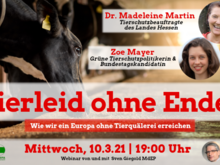 Europe Calling "Tierleid ohne Ende? - Wie wir ein Europa ohne Tierquälerei erreichen" - Mittwoch, 10.3.2021, 19 Uhr